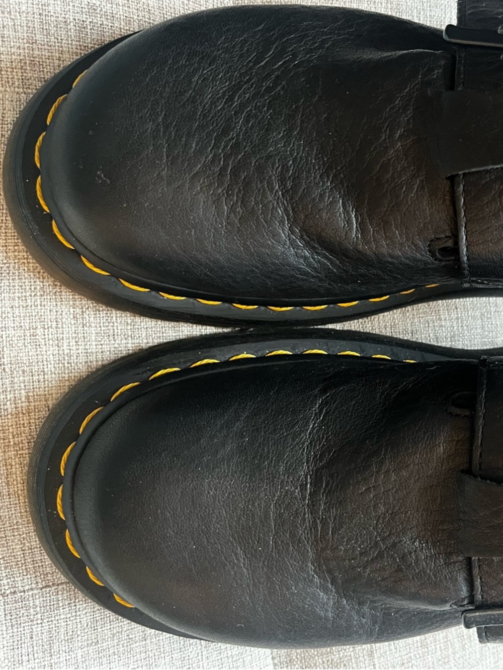 Dr. Martens Black Leather Buckle Clogs with Yellow Stitching Jorge shearling - Picture 8 of 8